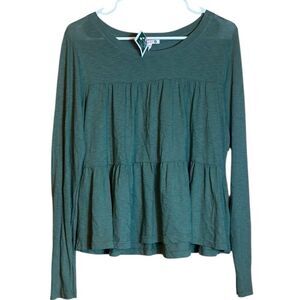 Sundry Tiered ED Long Sleeve Forest Green Blouse Size 1 Small NWT 📦